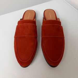 Halogen Rust Red Mules Haviloet Lea Suede Slip On Shoes